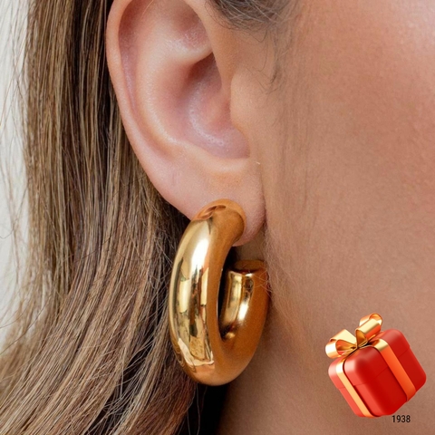 Piercing para Orelha em forma de argola c/ pedra de zircônia. - Andreia Branco Acessórios
