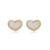 Brinco Coração Madrepérola com Moldura Cravejada Cristal Folheado em Ouro 18k