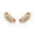 Brincos mini ear cuff com navetes de zircônia coloridas e cravações na cor cristal folheados em ouro 18k