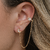 Brinco Ear Cuff de lua com piercing fake de pressão cravejado folheado em Ouro 18 k