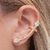 Brinco Ear Cuff com piercing fake cravejado com micro zirconias Banhado em Ouro 18k