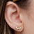Brinco Ear Cuff 3 corações cor cristal cravejados Banhado em Ouro 18k