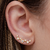 Brinco Ear Cuff bolinhas ligadas com zircônia cor cristal Banhado em Ouro 18k - comprar online