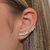 Brinco Ear Cuff com pedras quadradas cor cristal Banhado em Ouro 18K