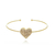 Bracelete Regulável de Coração Cristal Folheado em Ouro 18k