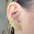 Brinco Ear Cuff Flores Cravejado Zircônia Banhado em Ouro 18k