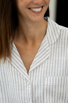 Conjunto Pijama Corto Acacia Blanco y Beige