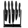 Set negro 5 cuchillos con stand acrílico Arbolito