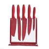 Set rojo 5 cuchillos con stand acrílico Arbolito