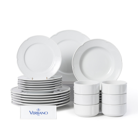 Juego de platos Provenza Verbano x 24 unidades 6 playo 6 postre 6 hondo 6 compoteras