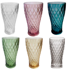 Vaso Labrada Glamour Acrílico x 500 cc. x 6 uni. -varios colores-