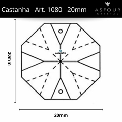 Castanha Asfour® art. 1080 Cristal (2 furos) 20mm - 65 PEÇAS - ANNINOX