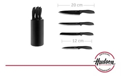 Set 4 Cuchillos Hudson Desing Holder Negro Acero - comprar online