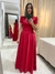 Vestido Longo em jacar 3D vermelho Marina Moda Evangélica na internet