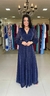 Vestido longo em Lurex Gabriela Azul Marinho moda evangelica na internet