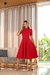 Vestido Mide em Jacar 3D Vermelho Aline Moda Evangélica