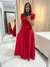 Vestido Longo em jacar 3D vermelho Marina Moda Evangélica