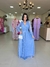 Vestido longo em Lurex Azul Serenity Antonela moda evangelica
