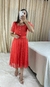 Vestido godê mídi em tule Salmão Antonia moda Evangélica - comprar online