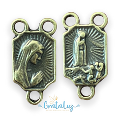 Entremeio 3 pontas para terço pulseira ou mini terço Nossa Senhora - Ouro Velho