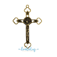 Crucifixo São Bento vazado 55mm - Ouro Velho