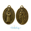 0Pingente Medalha Nossa Senhora das Lágrimas e Jesus Manietado 27mm - Ouro Velho