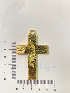 Crucifixo Face de Cristo 60mm - Dourado - comprar online