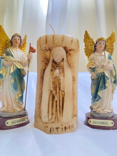 Vela Rústica de Nossa Senhora de Fátima - Grata Luz - Artigos Religiosos criativos