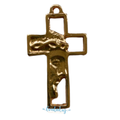 Crucifixo Face de Cristo 35mm - Dourado