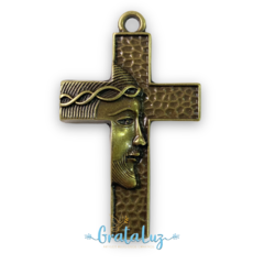 Crucifixo Face de Cristo 60mm - Ouro Velho