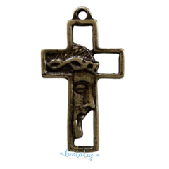 Crucifixo Face de Cristo 35mm - Ouro Velho