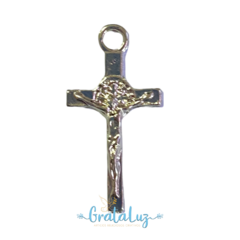 Crucifixo São Bento tamanho mini (terço de pulso, mini terço) 22mm - Níquel