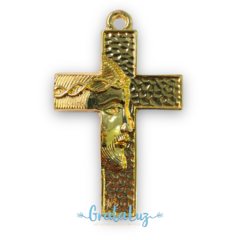 Crucifixo Face de Cristo 60mm - Dourado