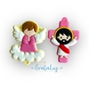 Kit Entremeio Anjo + Crucifixo emborrachado Rosa para terço infantil