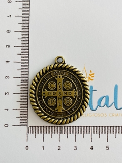 Medalhão de São Bento 38mm - Ouro Velho - comprar online