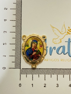 Entremeio 3 pontas Nossa Senhora do Perpétuo Socorro 28mm - Dourado - comprar online