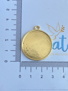 Pingente Medalha Redondo para resinar dupla face 30mm - Dourado - comprar online