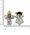 Kit com Entremeio Anjo Branco + Crucifixo Branco para terço infantil - Dourado