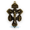 Crucifixo com Medalha Ns das Graças e São Bento - Ouro Velho