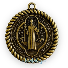 Medalhão de São Bento 38mm - Ouro Velho