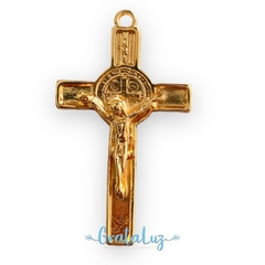 Crucifixo São Bento III 50mm -Dourado