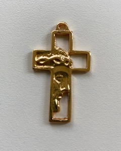 Crucifixo Face de Cristo 35mm - Dourado - comprar online