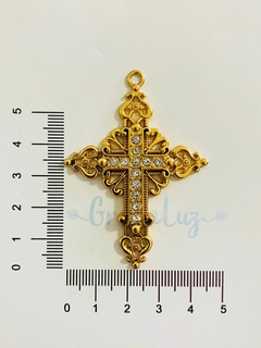 Crucifixo Raio de Sol com strass Cristal - Dourado - comprar online