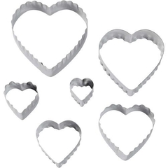 Set de Cortantes x6 para fondant y galletitas - Corazón