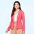 Blazer Alfaiataria Malha Power Rosa Coral Feminino Miss Joy 7244