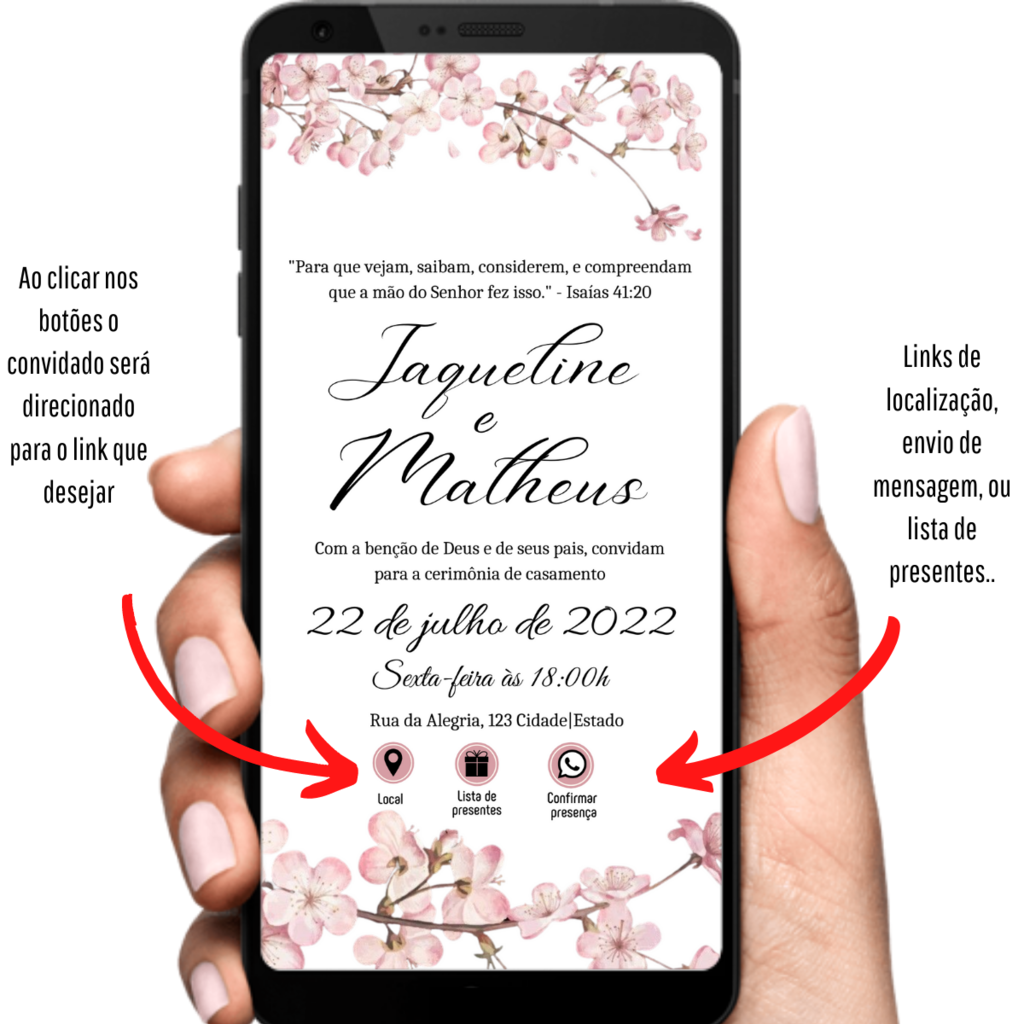 Convite Casamento Virtual Interativo Azul Whatsapp