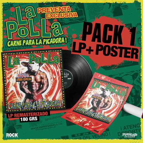 PACK 1 LP LA POLLA RECORDS "Carne para la picadora" + Poster Color