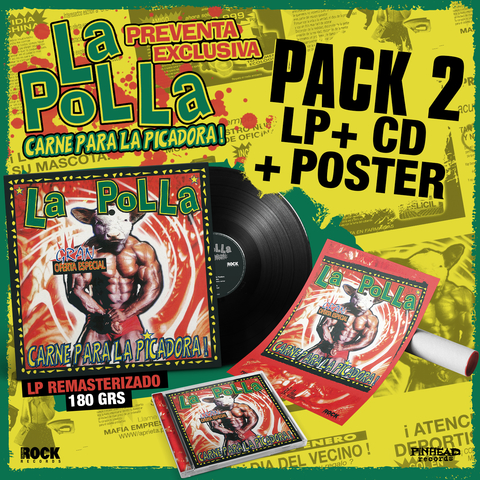 PACK 2 -    1  LP LA POLLA RECORDS "Carne para la picadora" + 1 CD + Poster Color