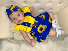 Romper vestido girassol em tricoline que tamb m pode ser usado