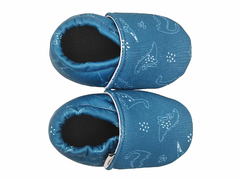 Pantufla Clasica Dinos azul - MOOLL calzado ergonomico respetuoso